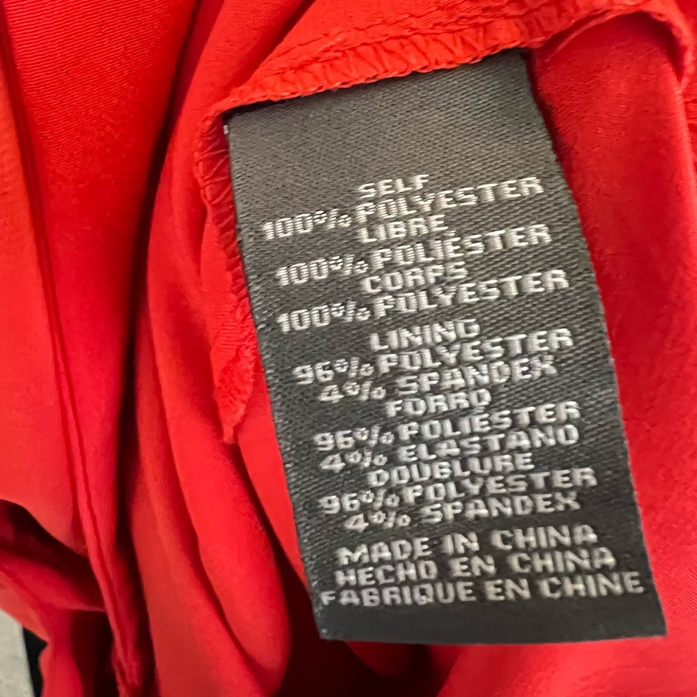 Vince Camuto Red One-Shoulder Chiffon Dress Sz 14 Ruffle Tie Classy Date Night - Picture 6 of 10